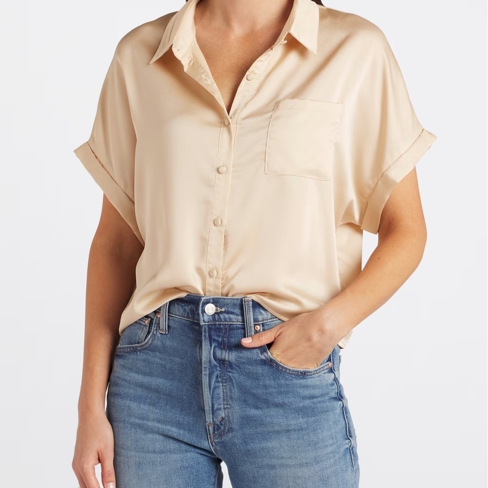 Kaileigh - Scottie Satin Cropped Shirt
